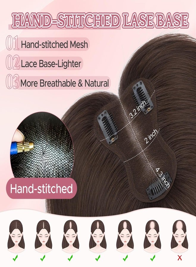 SEGO Human Hair Topper 360°3D Coverage Hairpieces Hand-stitched Real Hair Toppers for Women Add Volume,11inch #02 Dark Brown,20g - Image 4